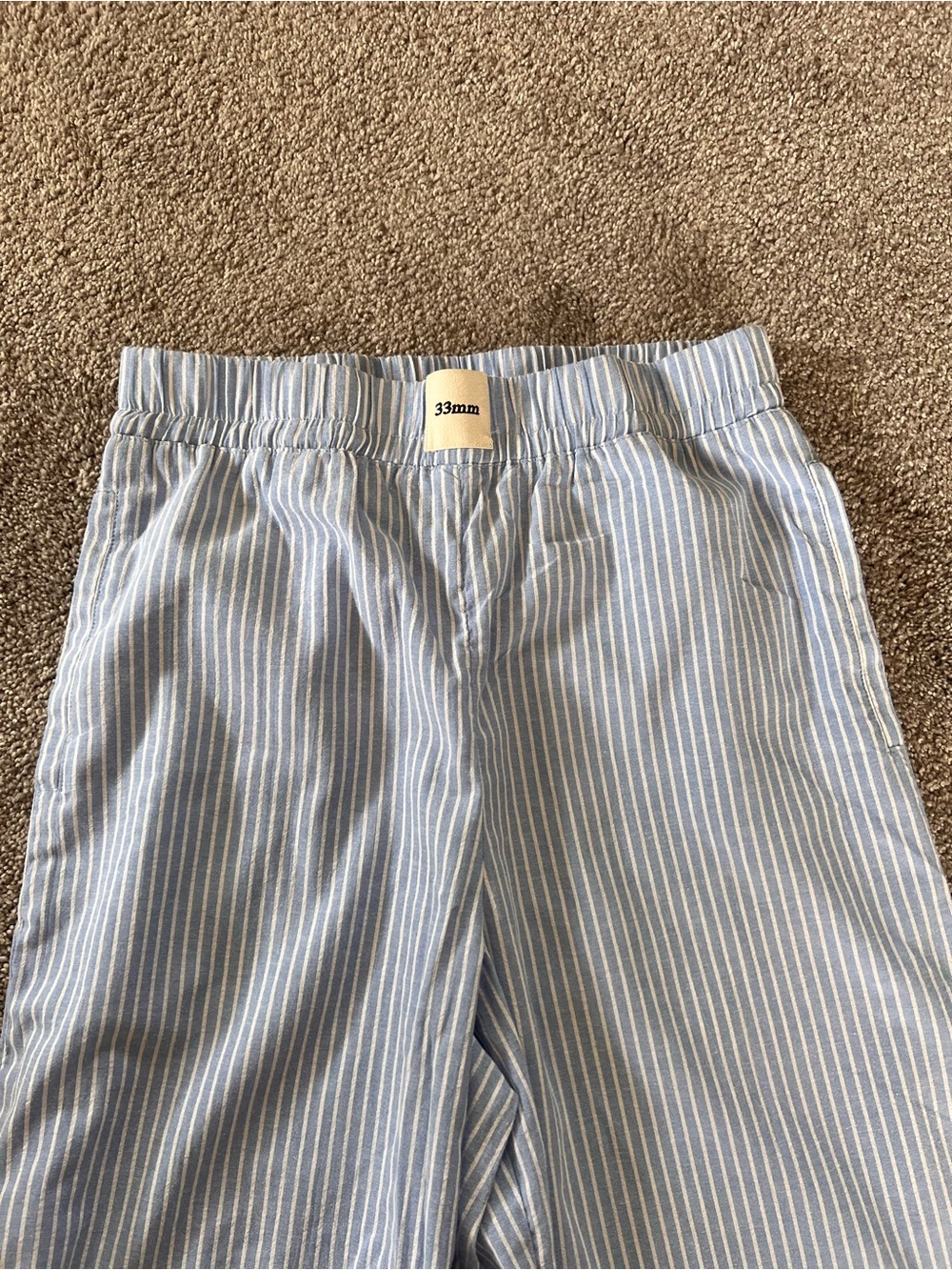 33mm Unisex Tobias Drawstring Boxer Pants Striped Trousers - Picture 4 of 6